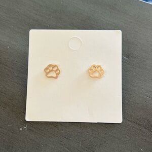 New Gold Cat Kitten Kitty Dog Puppy Open Paw Print Lightweight Post Earrings